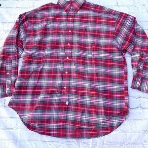 RALPH LAUREN sz 14 XL-2x “The Big Oxford” Plaid Button Down Shirt Long Sleeve